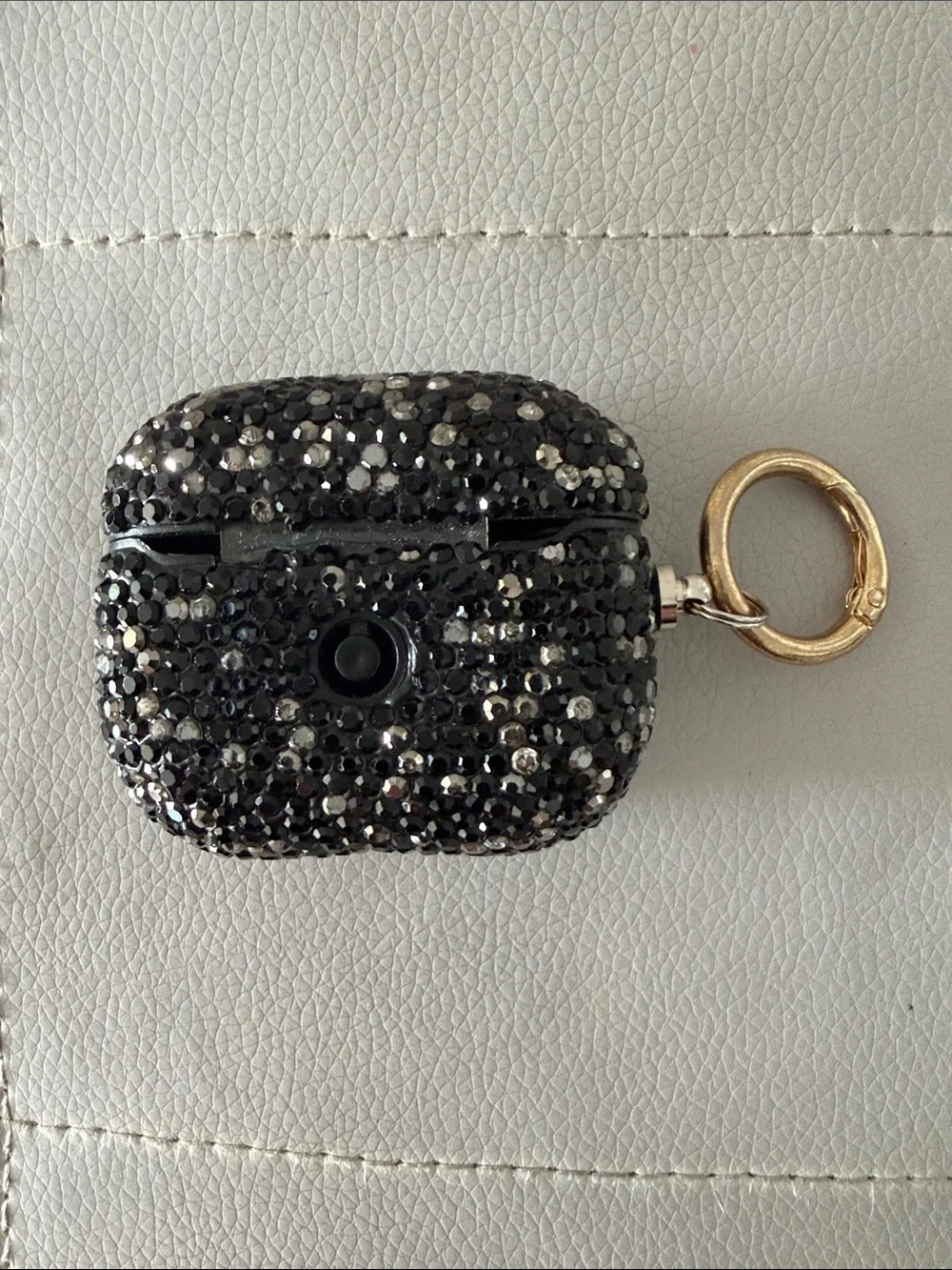 Air Pods Generation 3 case Sparkling Black Crystal  with Gold Key ring